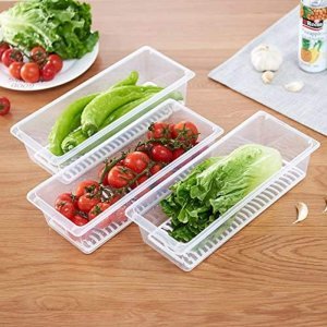 Kitchen Fridge Organizer Case Removable Drain Plate Tray For Keep Fruits Vegetables Set Of 6 Boxes