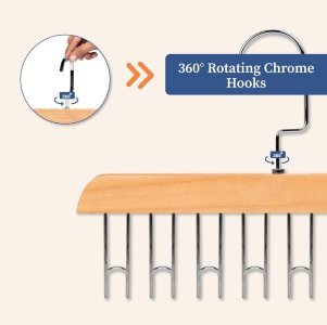 10065 Wooden Hanger for Clothes Hanging 8 Hook Adjustable Clothes Hanger