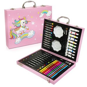 48 Pieces Drawing Color Kit Sketch Color Pencil Set Shading Crayons Oil Pastels Colour Set Watercolor Paint Brush Sharpener Eraser Stationary Art Supplies for Artist