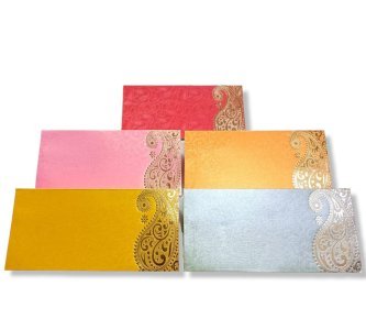 (25 pcs) Randomly Picked Colourful Designer Shagun Lifafa/Money Gift Envelope with Golden Matellic Keri for Gifting Money on any occasion