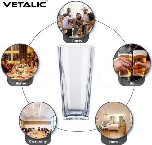 Square Polycarbonate Water Unbreakable Plastic Glass Set of 6, Plastic Water Glasses 300 ML