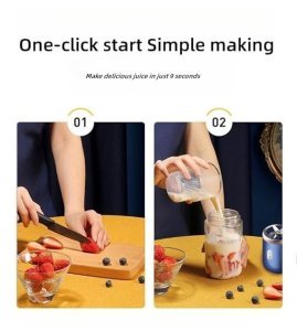 Small Portable Blender, USB Rechargeable Mini Personal Blender for Shakes and Smoothies ,Electric Fruit Veggie Juicer with 2pcs Travel Juicer Cup (Multicolour)