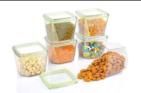 Air Tight Unbreakable Multipurpose Transparent Jars and Storage Container 500ml Set Of 2 Pcs