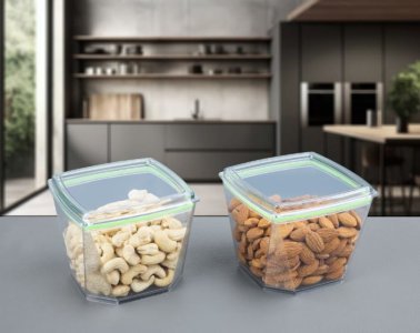 Air Tight Unbreakable Multipurpose Transparent Jars and Storage Container 500ml Set Of 2 Pcs