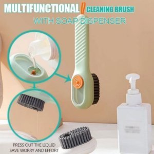 Cleaning Brush Soap Dispensing Cleaning Brush Shoe , Cloth & Kitchen Cleaning Brush (Multicolor)