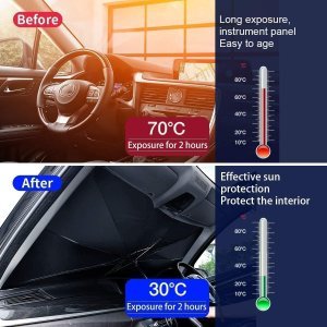Foldable Car Umbrella, Windproof, Black