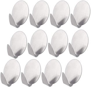 (12 pkts) Multipurpose Small Stainless Steel Hooks Hanger for Wall self Adhesive (12 pkts = 72 hooks)