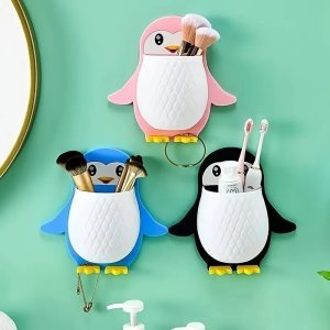 Penguin Remote Holder Wall Toothbrush, Cellphone, Penguin Storage Box