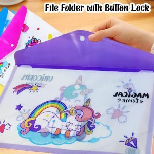 (12 pcs ) File Folder with Button Lock multiple Design