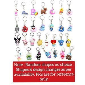 (12 Pcs) Cute Cartoon Theme Character Keyrings Keychains for Girls